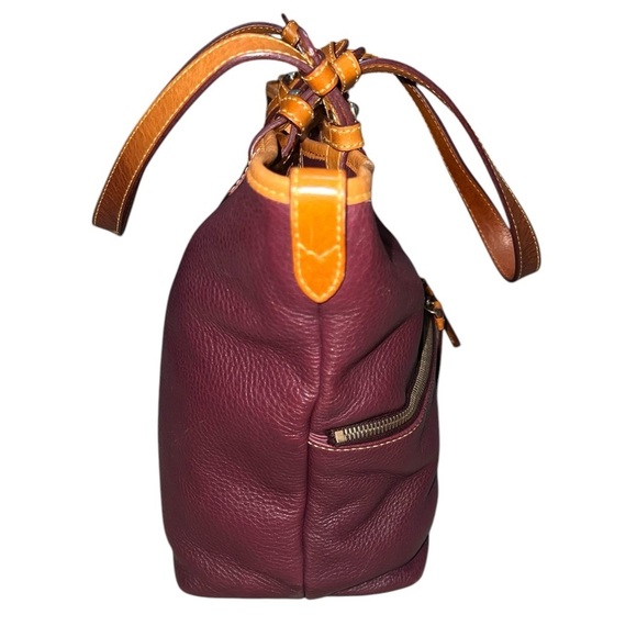EUC Dooney & Bourke Pebble Grain Leather Convertible Shopper Tote Bag Eggplant - Picture 3 of 11